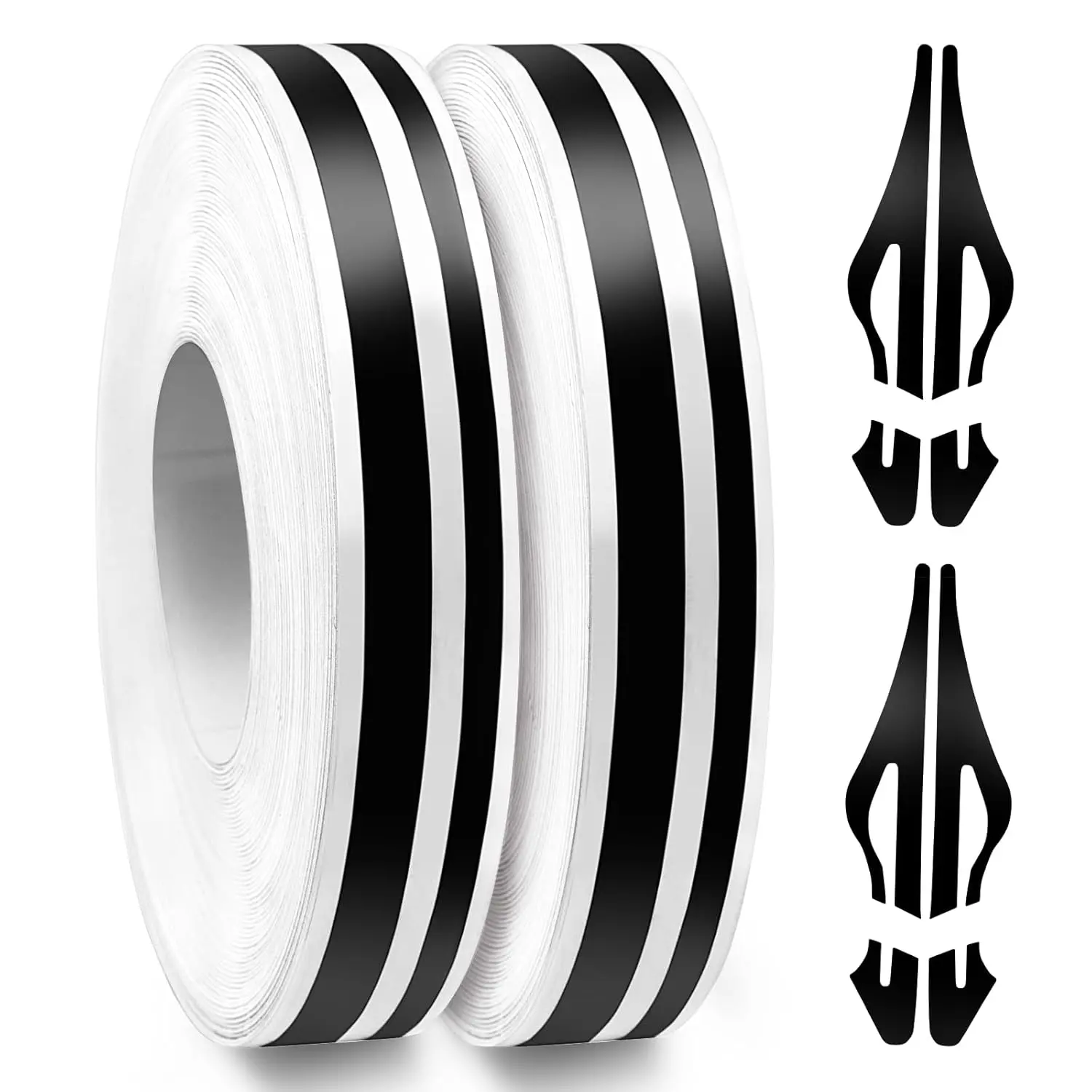 Car Pinstripe Tape, 2 Rolls x 32Ft Pinstriping Automotive Tape Racing Stripes, Black Vinyl Pinstripe Decals for Car, Motorcycle and Boat DIY Stickers,1/5" Stripe+ 1/10" Gap+ 1/10" Stripe