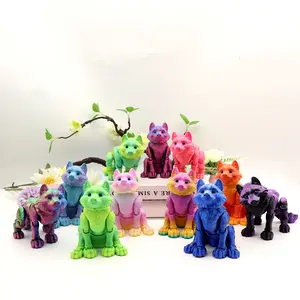 3D Printed Wolf Figurine Articulating Animal Figurines Decorative Statue with Realistic Eyes, Perfect Gift for Halloween Christmas Any Occasion Home Decoration