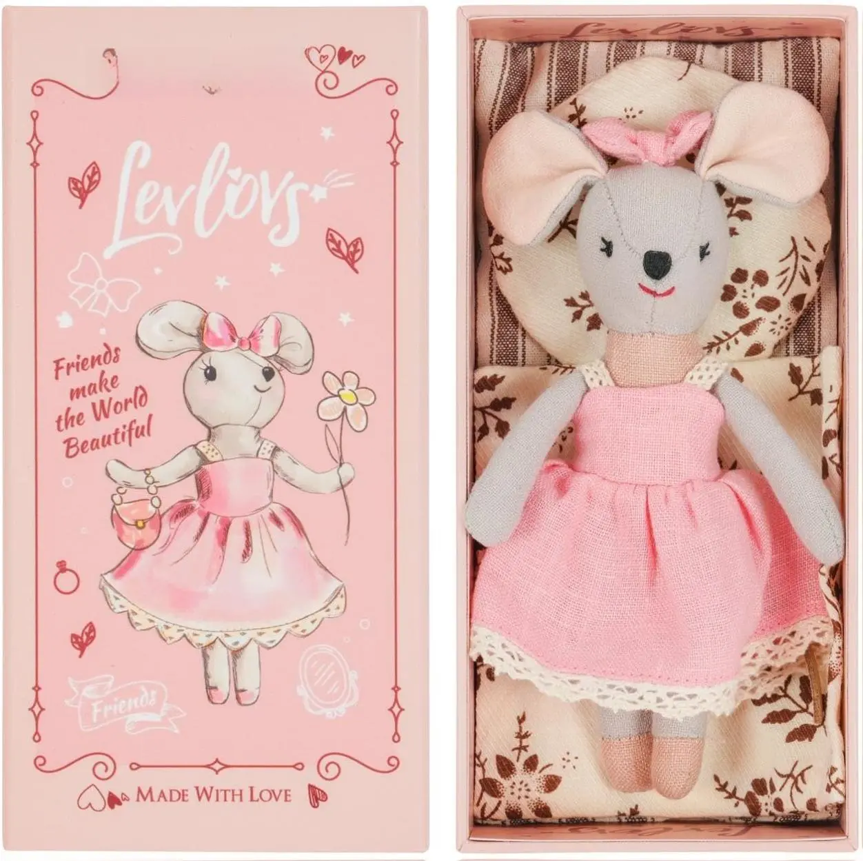 LEVLOVS Mouse in a Box Mouse Lili in a Gift Box with The Bedding Easter Gift