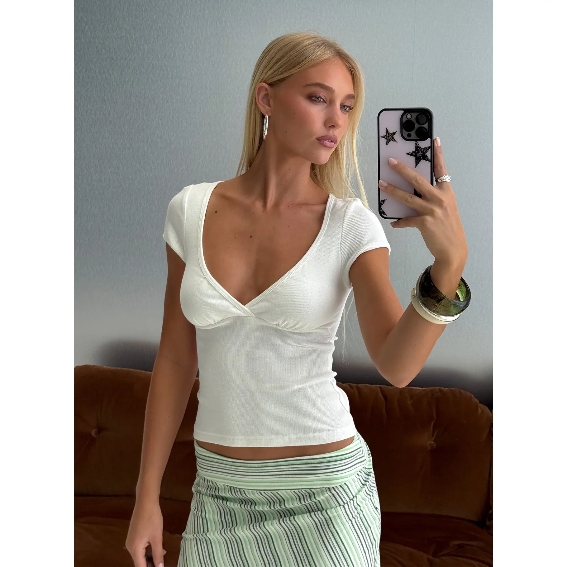 Baseline Cross Over Cap Sleeve Top White