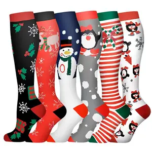 6 Pairs Calf Compression Socks for Women & Men – Breathable Cozy Socks, On-Point Patterned & Dots Socks, Stylish Compression Socks, Moisture-Wicking Sports Socks, Calf-Length Fashion Socks for Gym, Running, Travel & Everyday Wear Pastel Flower