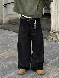 Men's New Fashion Loose Fit Side Stripe Jeans, Casual Versatile Denim Jeans, Stylish Long Straight Leg Jeans for Everyday Wear