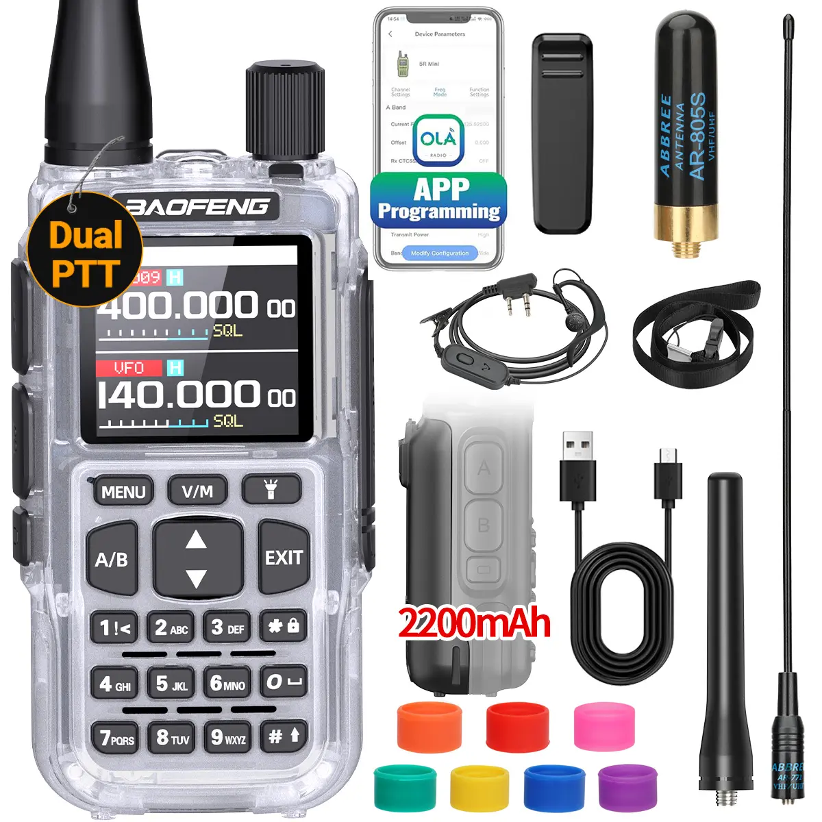 Baofeng Ham Radio Handheld MINI-5 Rechargeable Walkie Talkies Long Range Two Way Radio Dual PTT Emergency NOAA Weather for Hunting Hiking Survival Gear
