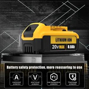 2Pack 8000mAh Replacement 20V Battery, LED Indicator for Lithium-ion MAX DCB200 DCD/DCF/DCG/DCS Series Power Tool Accessories FEOTDN