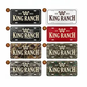 King Ranch Style Camo License Plate and License Plate Frame, 12x6 Aluminum Western Truck Tag, Farm Ranch Decor Rustic Cowboy Hunting Auto, Gift USA Sign