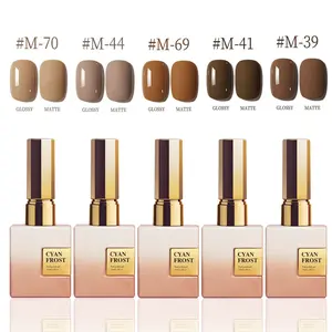 Cyanfrost 5Pcs Caramel Brown Gel Nail Polish Set - Soak Off UV LED Lamp Fall Winter Nail Art Kit, Coffee & Brown Shades for French Manicure, Long Lasting, Nontoxic, Gift for Women