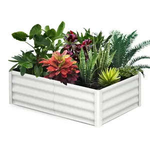 【GARVEE】Galvanized Raised Garden Beds in Multiple Sizes and Colors, Outdoor Rectangular Metal Planters for Vegetables, Flowers & Herbs with Upgraded Quality, Safety Edge, Open Base, and Included Gloves