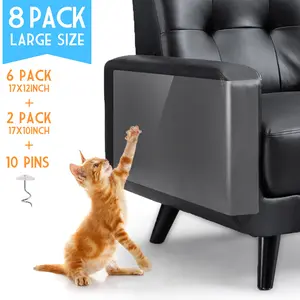 8PCs Cat Scratch Guards Couch Anti-Scratch Deterrent Large Pad Tape Clear furniture protectors scratch protector