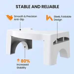 Foldable Toilet Stool, 7" Heavy Duty Portable Potty for Bathroom, Non-Proof Pooping Stool Toilet Assistance Step Stool for Squatting