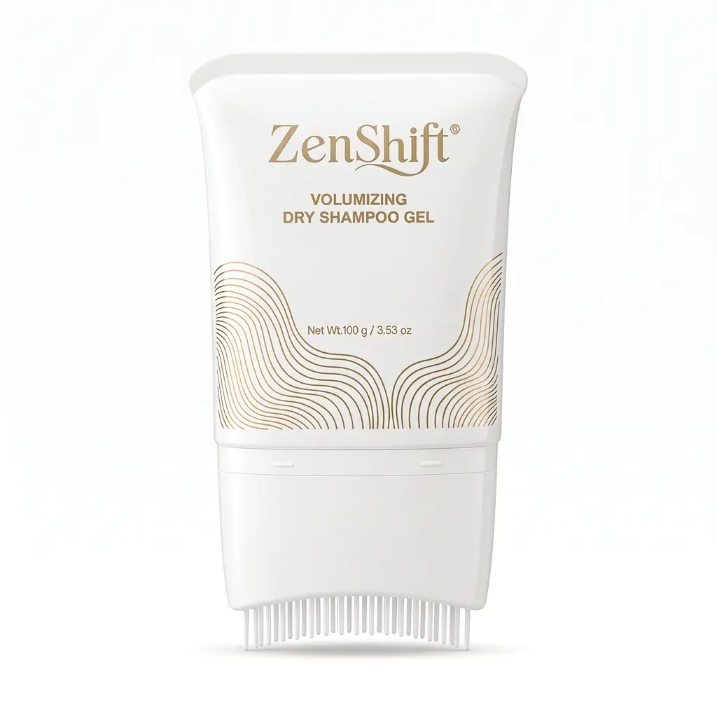 ZenShift Dry Shampoo Gel with Built-In Comb - 3.53 Fl Oz Non-Aerosol Haircare, Lightweight Quick Leave-In No-Rinse for Greasy Hair, Roots Refresh & Oil Control