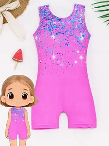 Girls Sleeveless One-Piece Swimwear, Cute Vacation Swimsuit, Comfortable Fashion Beach Costume, Summer Beach and Pool Wear