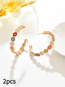 Cute Floral Cluster Ring Earrings, Fashion Multicolor Ear Jewelry, Ideal Gift for Girlfriend, Sister, Mother, Daily Wear, Party, Wedding, Party Festival Earrings