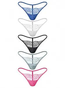 Lace G-String Thongs for Womens Low Rise Thong Sexy Panties Underwear 5 Pack Fabric Thin
