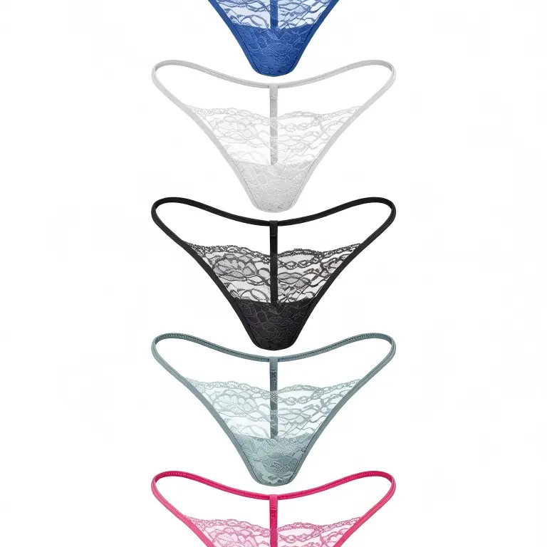 Women's Soft Seamless Cotton G-String Thongs - 5-Pack Low Waist, Stretchy Thin Fabric Tagless Hipster Panties, Gym-Friendly Lace Underwear for Women with 100% Cotton Liner, All Occasions
