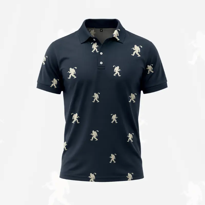 Sasquatch Golf Polo Shirt for Men – Funny Bigfoot Golfer Graphic Print, Breathable & Comfy Short Sleeve Collared Shirt, Perfect Gift for Him on Birthday, Father’s Day, Labor Day, Halloween, Thanksgiving, Golf Outing & BBQ Party, casual ,sport