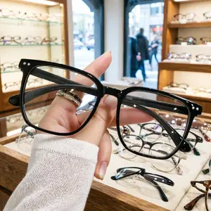 Oversized Square Photochromic Glasses Retro Polygon PC Frame Blue Light Blocking Myopia Eyewear for Women Men Daily Driving