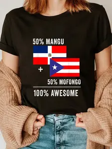 100% Cotton Half Puerto Rican Half Dominican Flag Boricua Domis PR RD T-Shirt