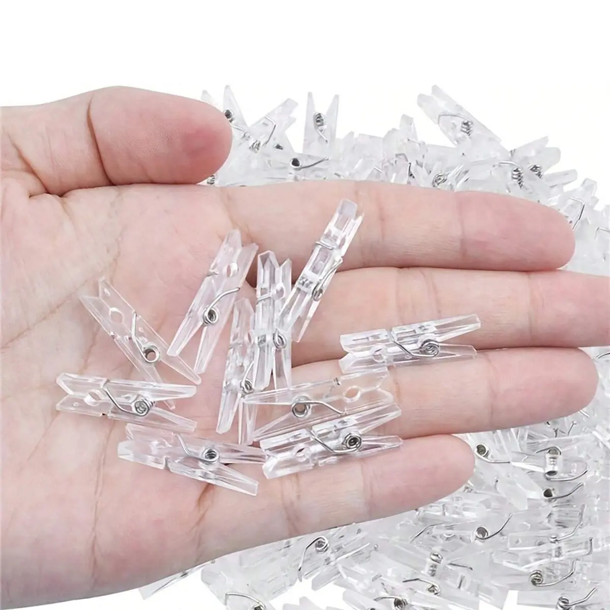 Mini Lightweight Photo Clips Transparent Spring Plastic Clamps, Durable Multi-Purpose Home Decor Accessories for Towel Wall Decor & Clothes Pins