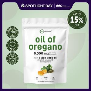 Micro Ingredients Oregano Oil with Black Seed Oil, 150/300 Softgel, 4X Strength Carvacrol & Thymoquinone | Plant Based, Non-GMO