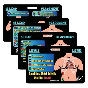 Scope EKG Horizontal Lead Placement Reference Cards – 5 Lead 12 Lead 15 Lead Lewis Lead EKG Placement for Nurse – Plastic EKG Badge Card – Nursing Badge Reference Card – EKG Buddy