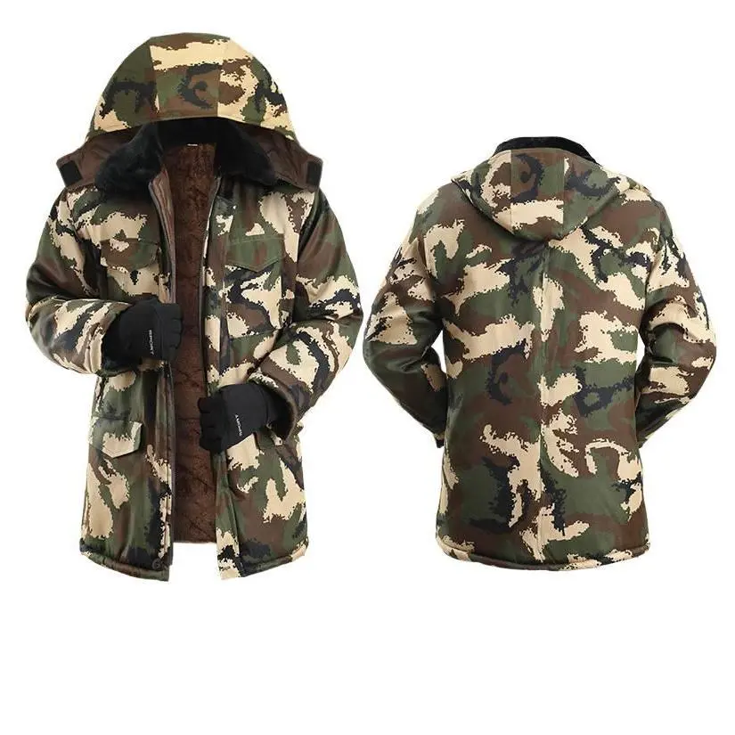 Men's Prolonged Fit Longsleeves Camouflage Cotton Cargo Work Coat - Belt-Included, Thermal Fleece-Lined, Thick Durable Fabric, Zippers, Pockets, Windproof Shell, Water Resistant, Autumn Winter Outdoor Workwear Labor Protection Clothes, Jackets, Menswear