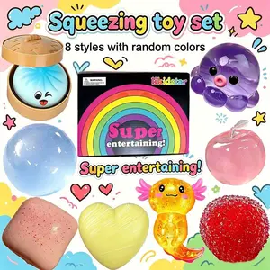 8pcs Cute Cartoon Squeezing Toy Set, Slow Rebound Texture Sensory Stress Relief Squishy Toy, Ideal Gift for Relaxing Body and Mind, Classroom Office Party Gifts, Fun Parties, and Birthday/Halloween/Christmas Gifts
