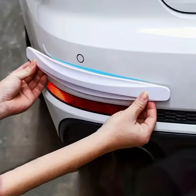 4-Pcs Black Invisible Car Anti-Collision Strips, Essential New Car Exterior Accessory, Shields Doors & Bumpers from Scratches/Impacts, Boasts Stylish Carbon Fiber Texture for Aesthetic & Protective Benefits, Adds Aesthetic Appeal