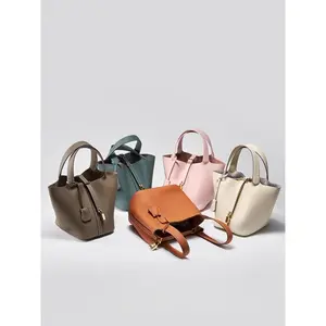 Women's Genuine Leather Bag, Handbag, Simple Hardware Lock, Suitable for Daily Travel and Work, A Gift for Mom, Mother's Day GiftGift