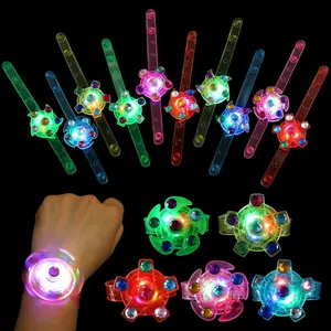 Pack of LED Light-Up Fidget Spinner Bracelets, Glow-in-the-Dark Party Favors for Kids Aged 4-8 & 8 - 12, Treasure Box Toys, Birthday Gifts, Carnival Prizes, Goodie Bag Stuffers for Kids