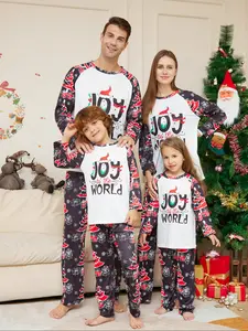 Joy to the World Christmas Family Pajama Set, Comfortable Skin-Friendly Home Wear, Holiday Parent-Child
