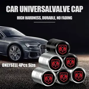 4Pcs Car Logo Metal Decoration Logo Tire Dustproof Waterproof Splashproof Valve Cover Decoration Car Accessories Universal for Dodge Ram 1500 SRT SXT Challenger Durango Charger Grand Caravan Dart Journey Avenger Nitro