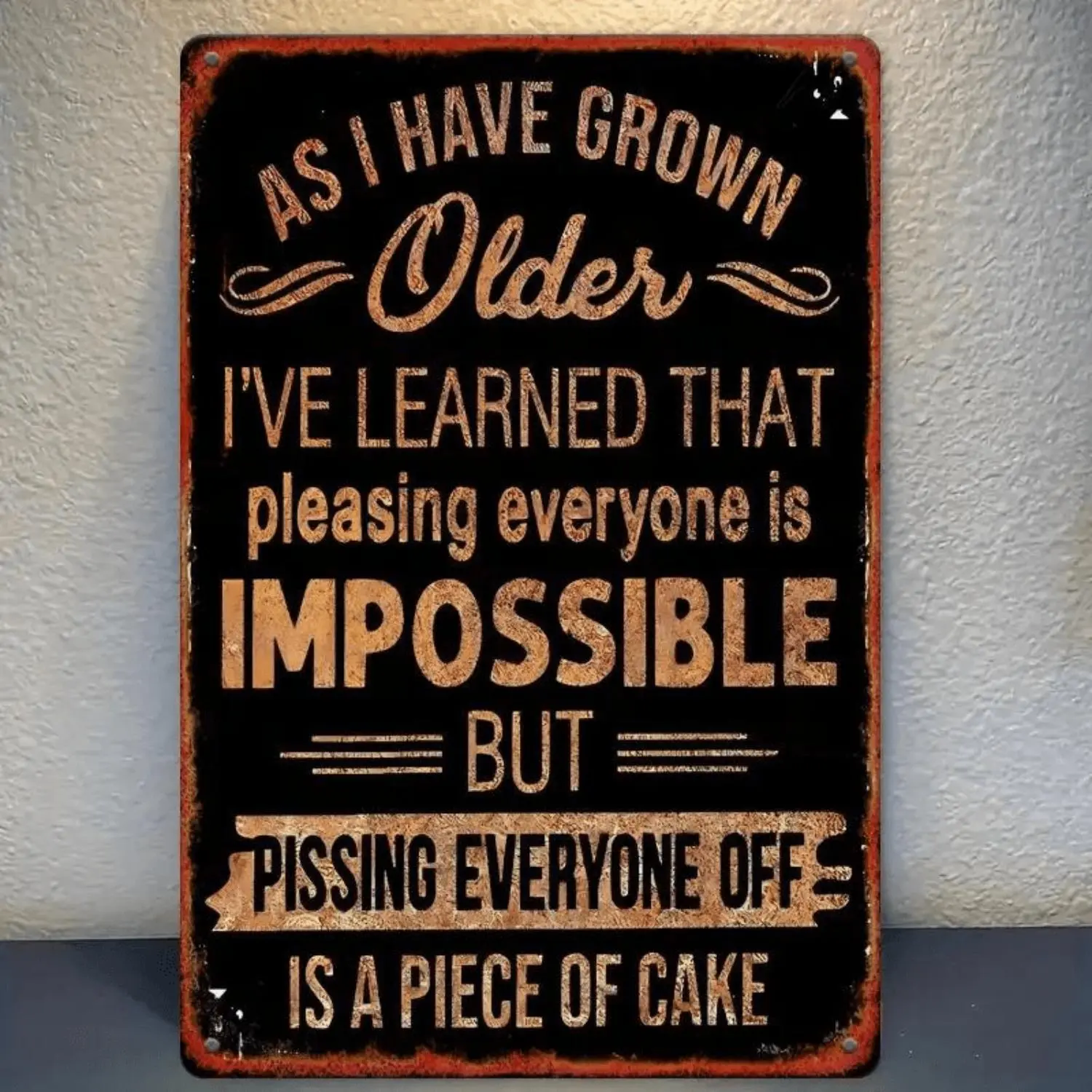 1pc Funny Aging Slogan Metal Sign - 8x12 Inch Vintage Rustic Wall Decor with As I Grow Pissing Everyone Off Saying, Outdoor/ Humorous Plaque for Cave, Bar, Garage, Garden - Funny 60th Gift Idea