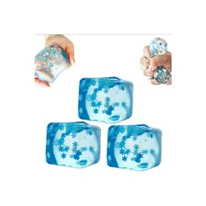 Snowflake Ice Cube Squeeze Stress Ball, Fidget Ice Cube Squeeze Block - Malt Syrup Drip Ball: Sensory Anxiety & Stress Relief Toy Squishy Collectible Geometric Toy Multiple styles to Collect with Rare Variants