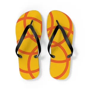 Orange Circle Pattern Flip Flops | Yellow Geometric Beach Sandals