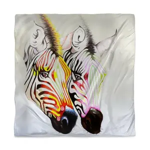 360 Stand Queen Size Yellow Zebra Print Microfiber Duvet Cover - Hidden Zip, Wildlife Art, Animal Themed Bedding, Bedroom Decor, Model 3817-SWCQ-AN56, Microfiber Face