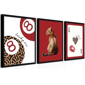 3pcs/set, Vintage Leopard Cheetah Print Art Canvas Poster No.8 Auspicious Ball Paint YOU LOOK SO GOOD Quote Wall Art Prints Leopard Print Design For Home Decor