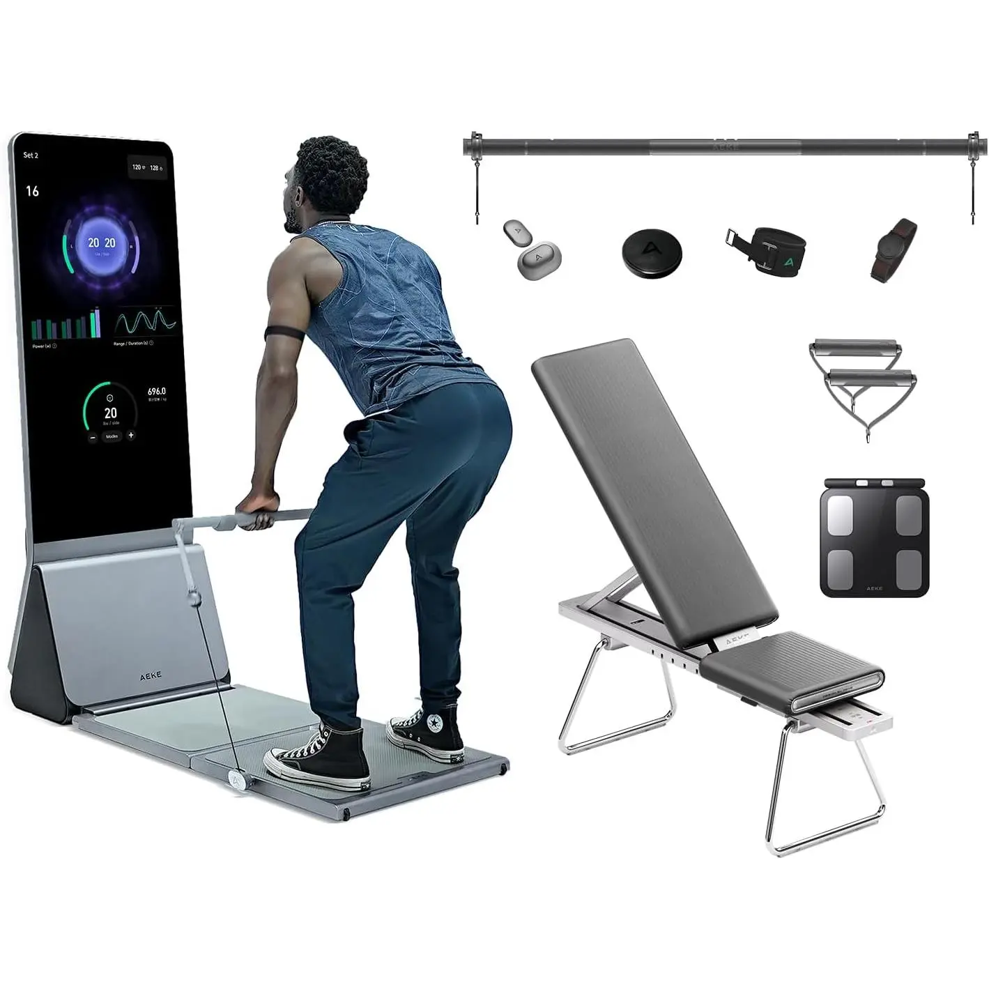 AEKE Smart Home Gym System- Fitness Mirror K1: AI-Powered All-in-One Fitness Machine for Full-Body Strength Training and Personalized Workouts