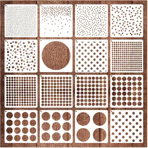 16 count Circle Stencil Bubble Geometric Craft Stencil Polka Dot Stencils Mixed Media Circle Stencils for Painting on DIY Card Making Scrapbook Paper Fabric Pillows (16 Dot)