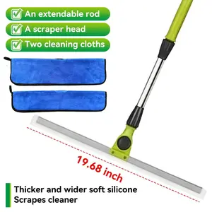 Vancora Magic Mop, All-in-One Floor Squeegee for Hair, Pet Fur, Water & Dust, Wet & Dry Cleaning Tool with 59" Adjustable Handle