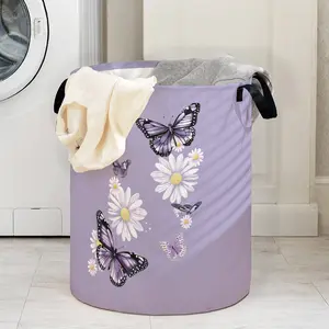 Butterfly Print Laundry Hamper Basket with Handle, Durable Foldable Clothes Storage Bin, Large Capacity Toy Organizer for Home Use