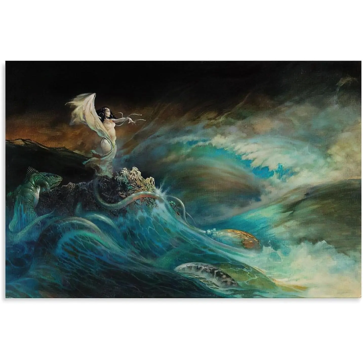 Frank Frazetta - Sea Witch Fantasy Wall Art PosterWall Poster Art Canvas Printing Gift Office Bedroom Aesthetic Poster 36x24inch(90x60cm) Unframe-style Decor Decoration Colorful Ornaments Artistic Photo