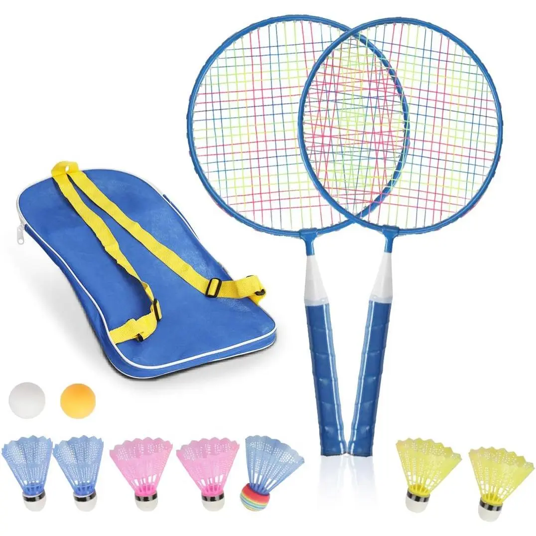 Badminton Rackets for Children,12 in 1 Shuttlecocks Racquet Sports Set w\/Lightweight Carrying Bag for Kids Professionals Beginner Players Indoor Outdoor Sport Game