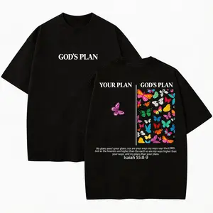 Men’s Vintage Washed Cotton T-Shirt – Acid Wash Tie-Dye Print Short Sleeve featuring "God’s Plan" scripture (Psalm 23:1) and "Hebrews 13:8," casual faith apparel, retro street style, Christmas