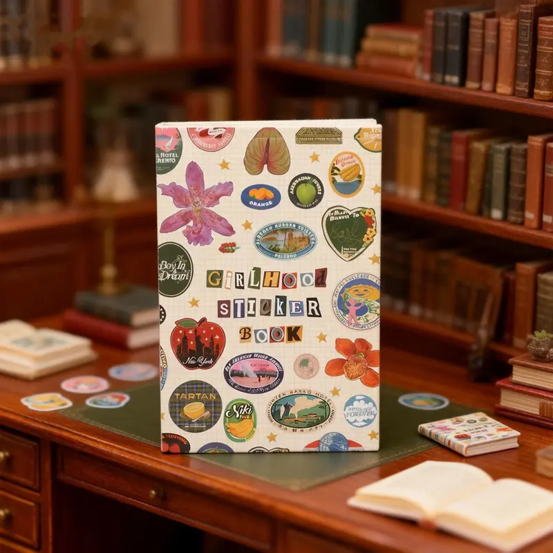 Cute Vintage-Style Girlhood Sticker Book, Sticker Notepad for Stamp Collectors, Gift for Friends and Family