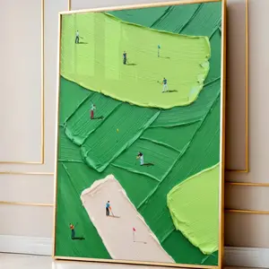 [UNFRAMED POSTER] Abstract Golf Course Art Print: Textured Green Landscape, Modern Sports Decor