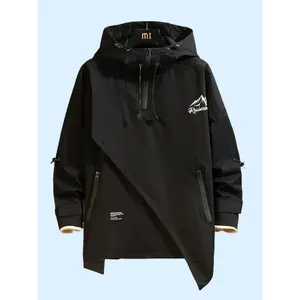 Hooded Jacket OverSize Jackets For Men Patchwork Zipper Coats Casual Menswear