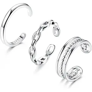 3Pcs S925 Sterling Silver Toe Rings Set for Women Open Toe Rings Comfort-Fit Adjustable Toe Rings Celtic Knot Turquoise Finger Foot Jewelry