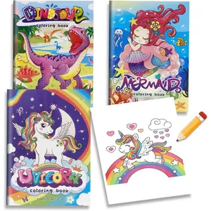 3 Pack Coloring Books for Kids: Funny Coloring Activity Books for Boys, Girls Ages 4–8, Cute Unicorn, Dinosaur & Mermaid Drawing Books for Travel, Party Favors (180 Pages Total)