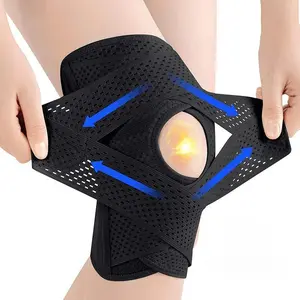 1 pc Plus Size Knee Compression Wrap Brace (Order One Size Up), Breathable Adjustable Knee Brace for Men and Women, Knee Brace with Side Stabilizers Leg Support