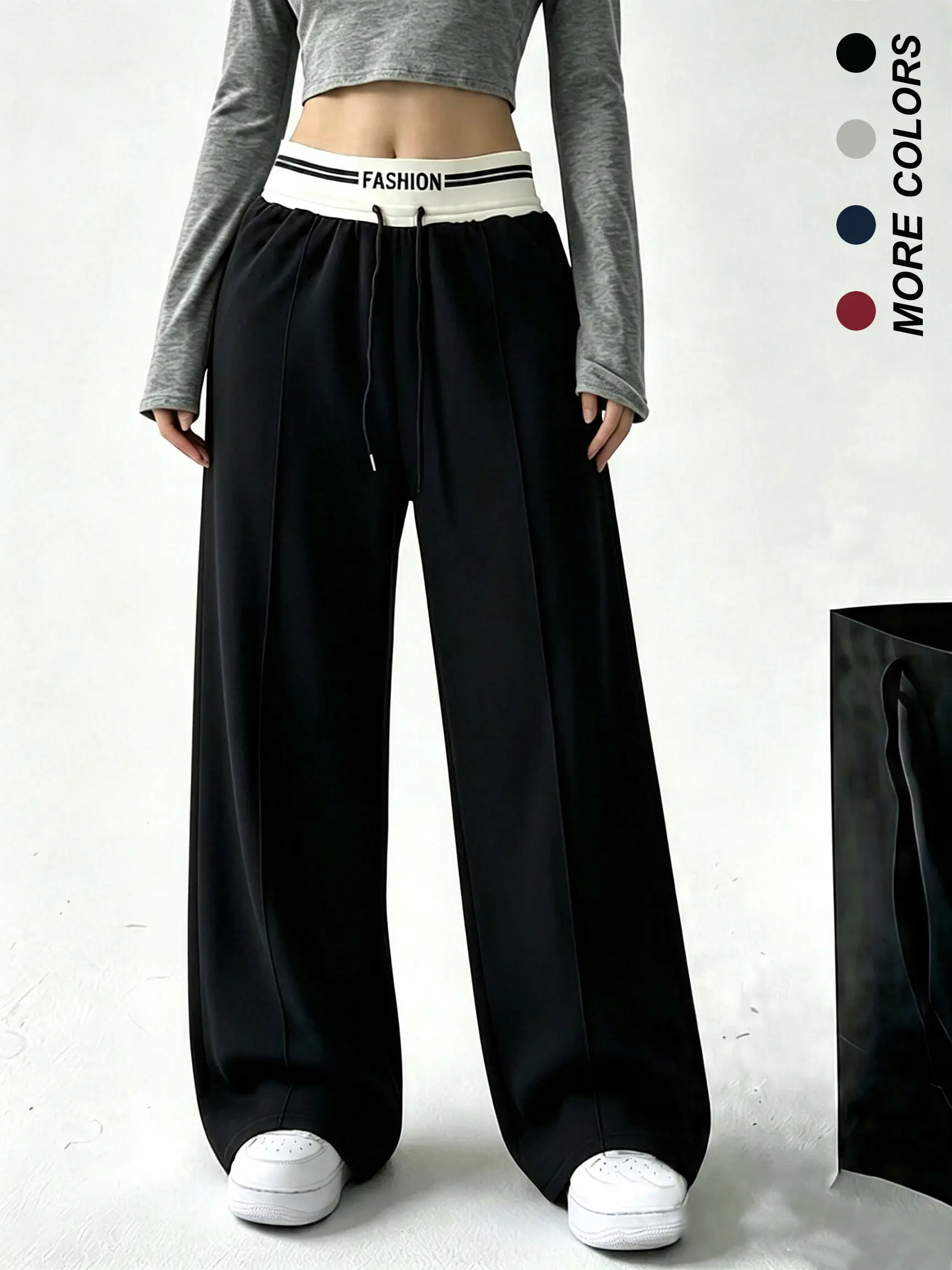Clean Gent women’s joggers with an elastic waistband design, casual loose-fit athletic long pants, stylish minimalist solid-color sports trousers, suitable for daily commuting, gym workouts, jogging, and outdoor activities.